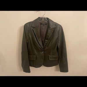Kasper Petite Size M Steel Gray Fitted Soft Leather Jacket Blazer
